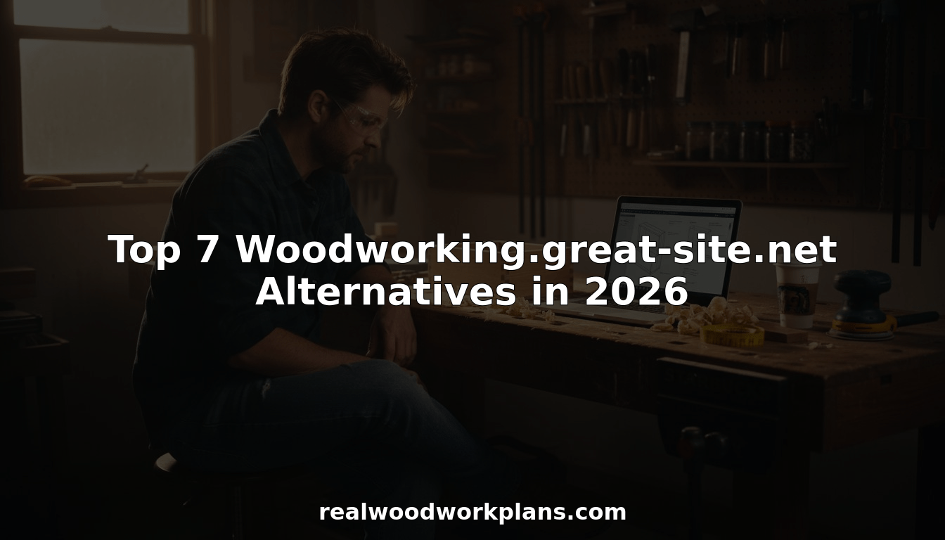 Woodworker checking project plans on laptop in workshop