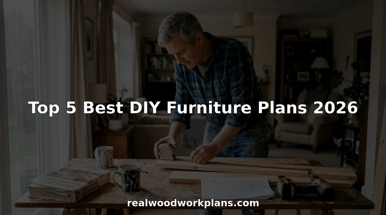 DIY woodworker plans furniture at home workspace