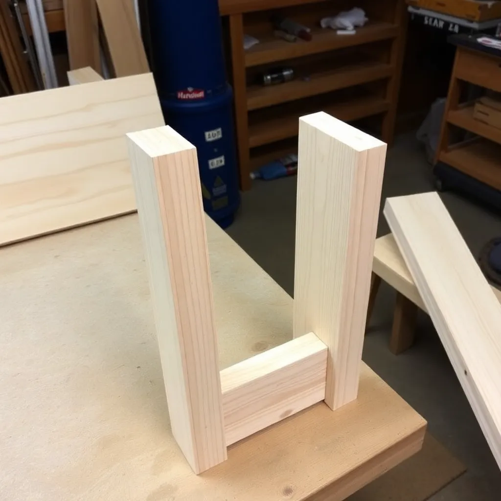 Cedar 2x4 Adirondack rear leg being cut showing deeper seat notch and angled top cut