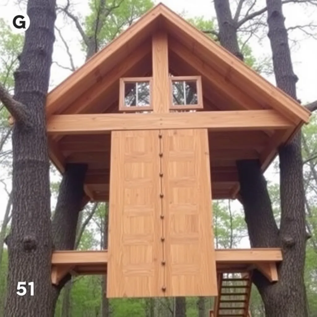 DIY A-frame treehouse between two trees with climbing wall on front - Step 5: Sheathe and Waterproof