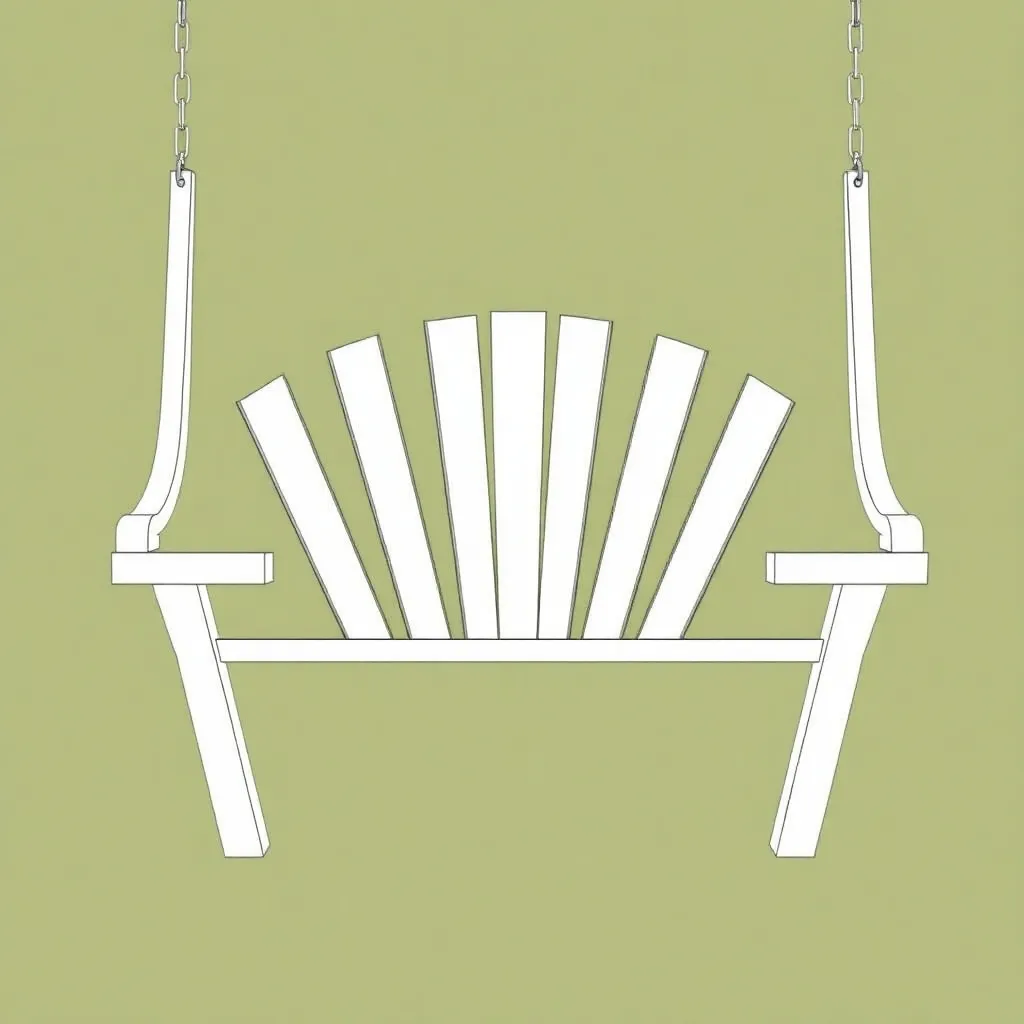 Adirondack fan-back swing design showing nine radiating slats with tallest center and shorter outer slats