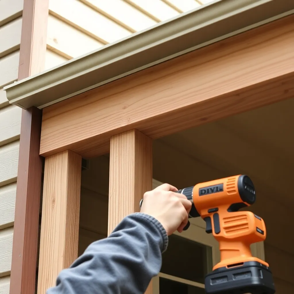 Installing a cedar ledger board with Z-flashing onto a house exterior wall for an attached pergola