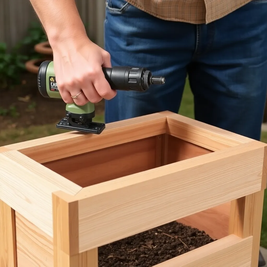 Adding mitered cap rail trim to a cedar planter box
