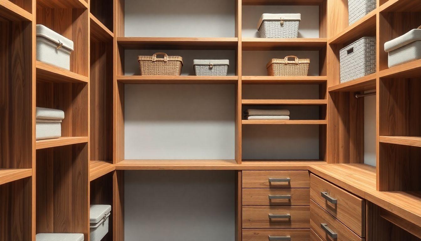 Custom wooden closet organizer
