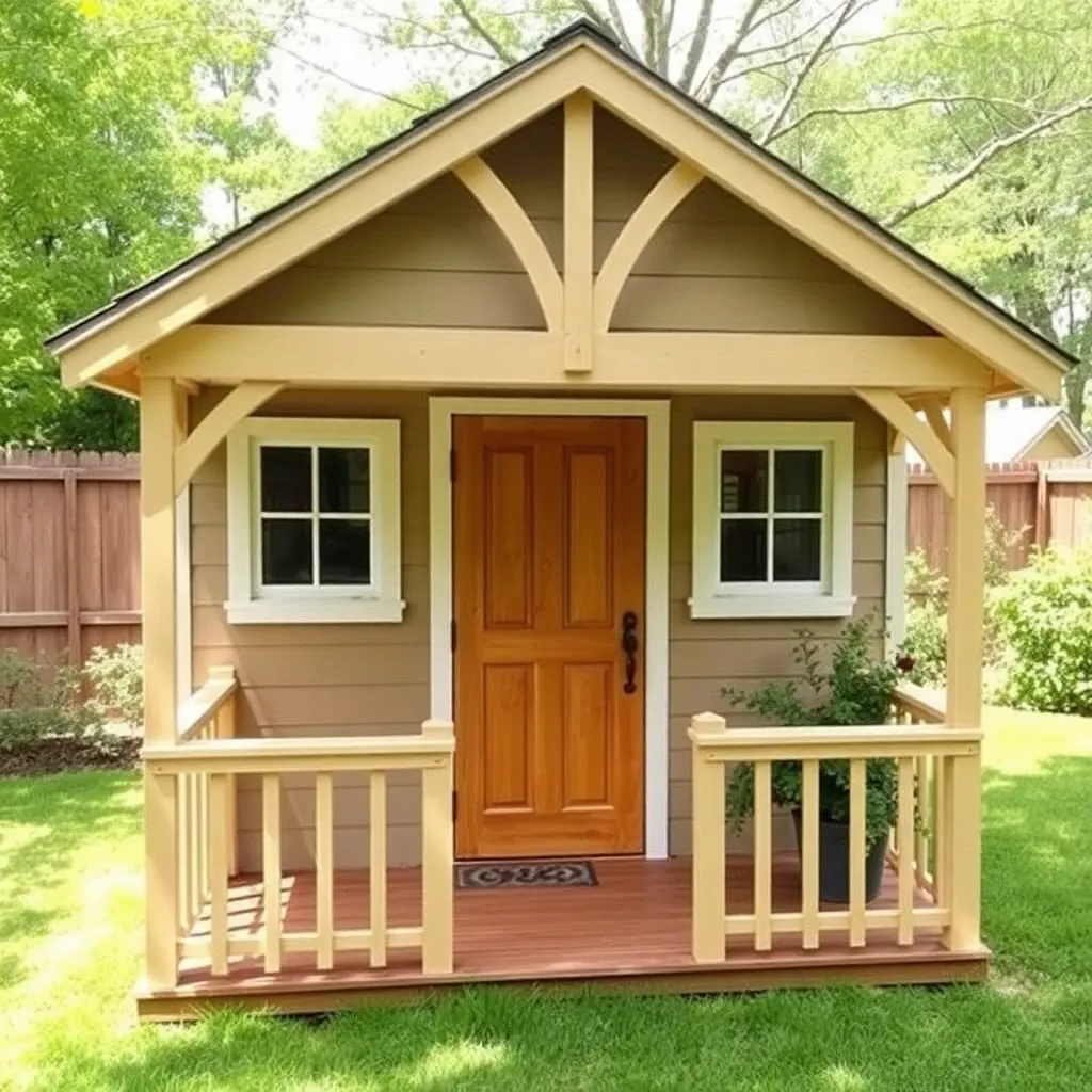 DIY cottage-style backyard playhouse with porch and Dutch door - Step 4: Add the Porch, Door, and Windows