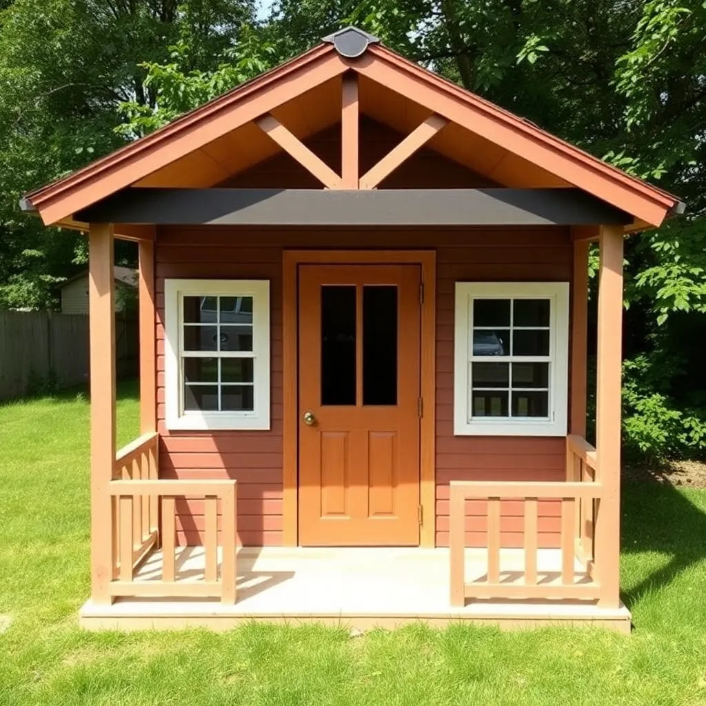 DIY cottage-style backyard playhouse with porch and Dutch door - Step 5: Side and Paint