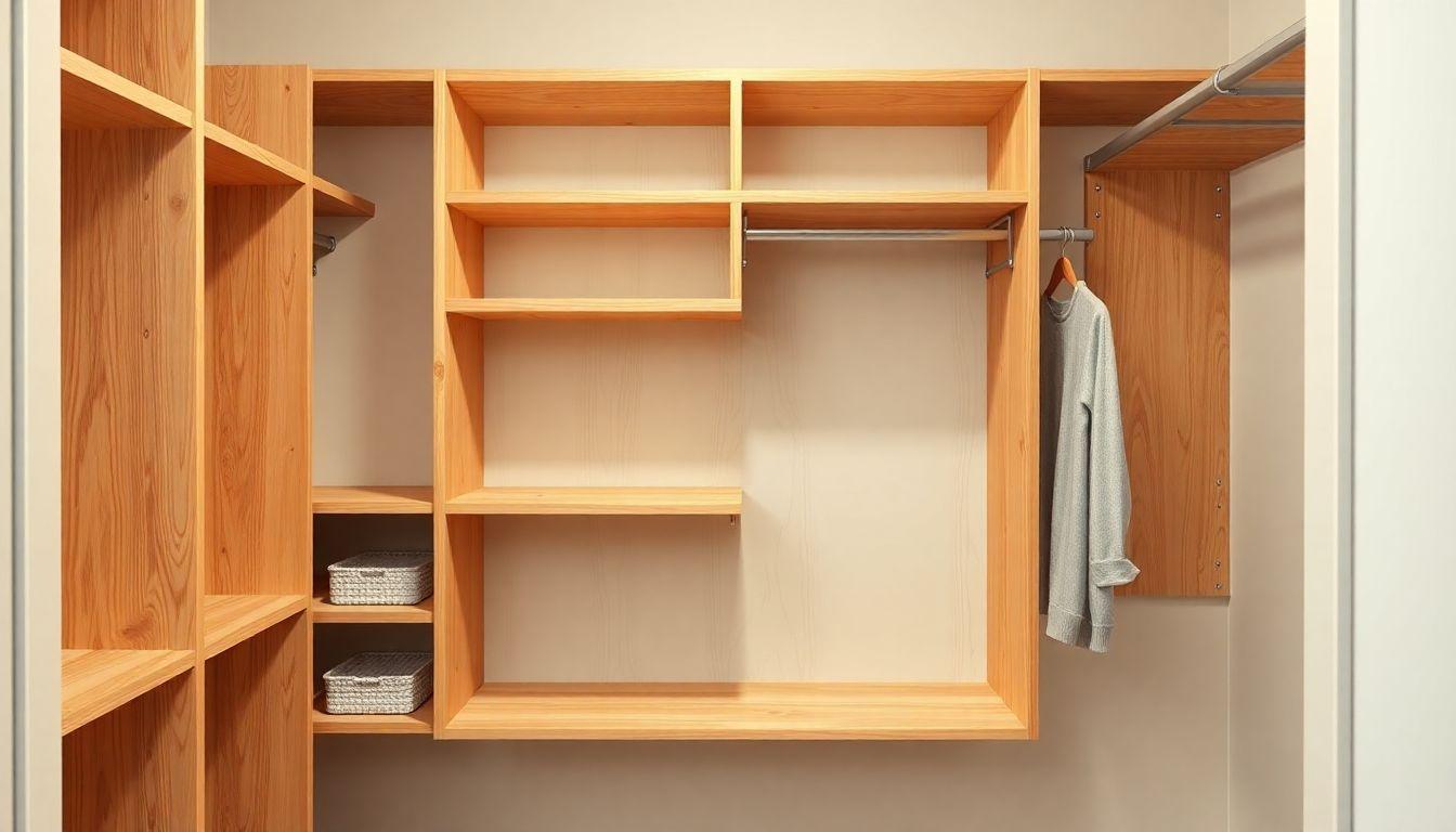 DIY wooden closet organizer system