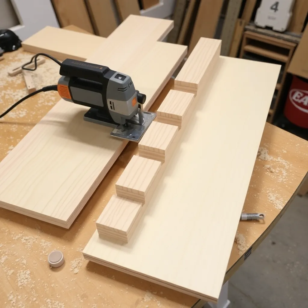 Cut the Side Panels — Dog Stairs for Bed: Build a 3-Step Plywood Staircase With Storage