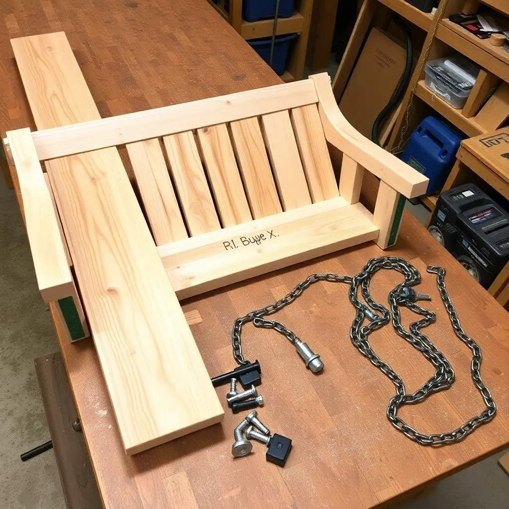 Cedar 2x6 rails 1x4 slats armrests and heavy half-inch hardware for building a double porch swing