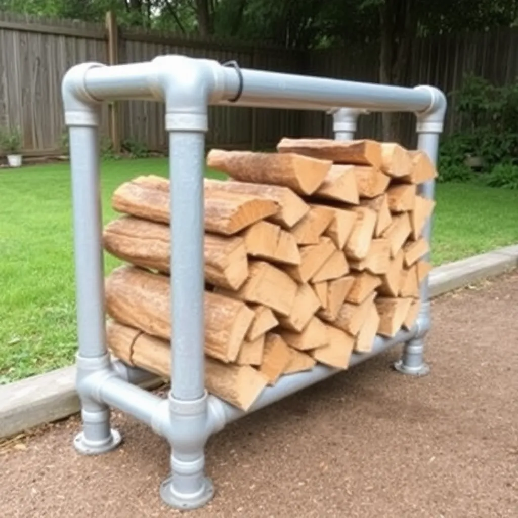 DIY galvanized steel pipe firewood rack with split wood in backyard - Step 1: Choose the Right Rack Design