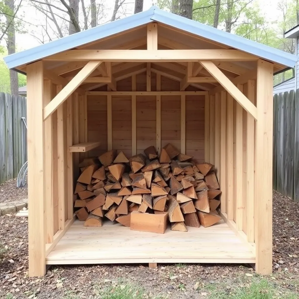 DIY open-front firewood shed with metal roof holding split firewood - Step 3: Frame the Side Walls