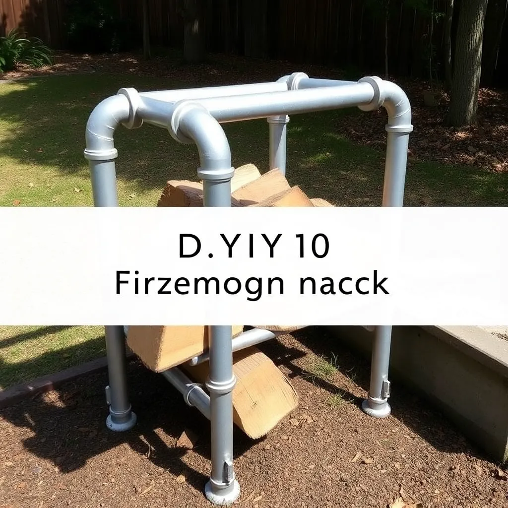 DIY steel pipe firewood rack with split wood