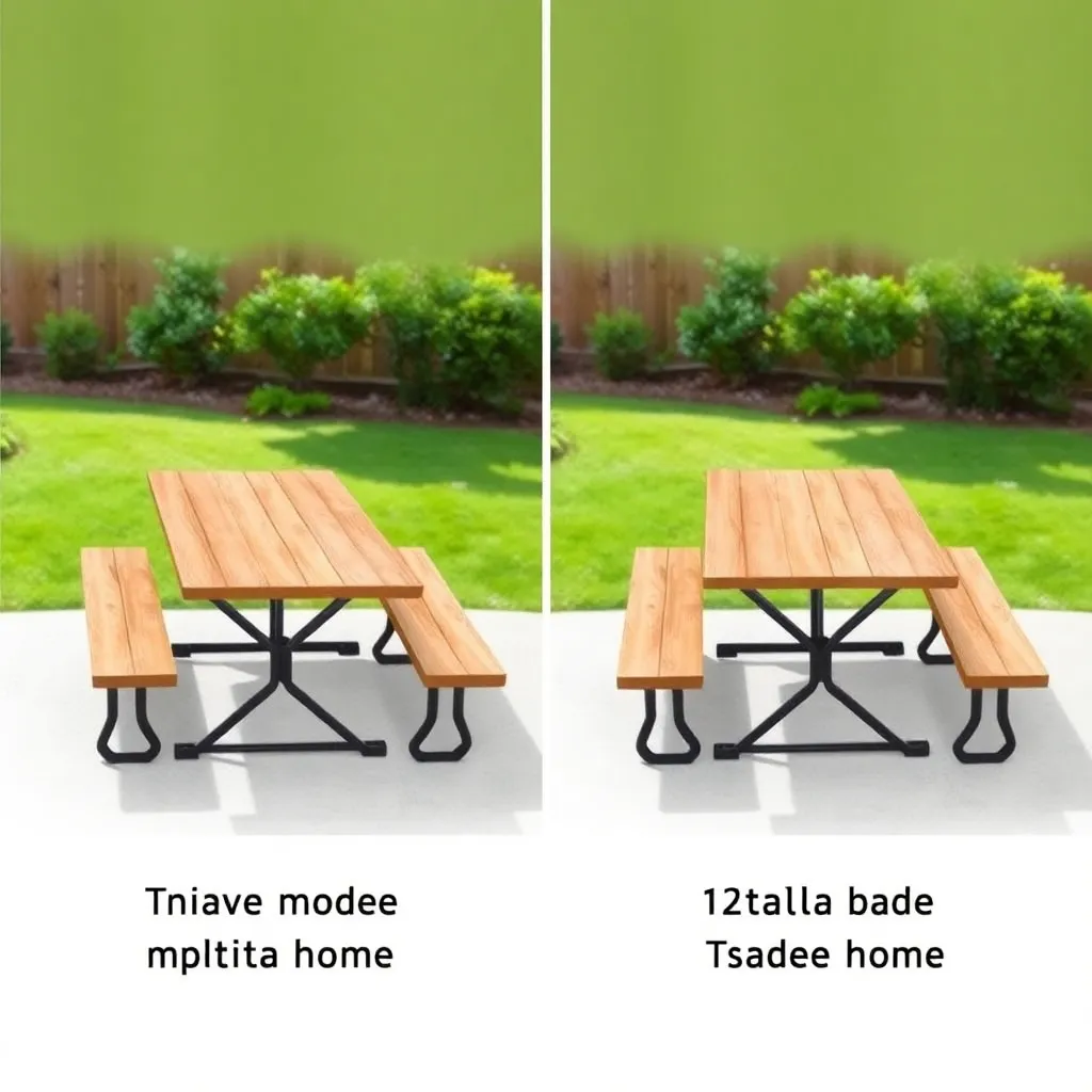 Foldable convertible picnic table shown in bench mode and table mode side by side