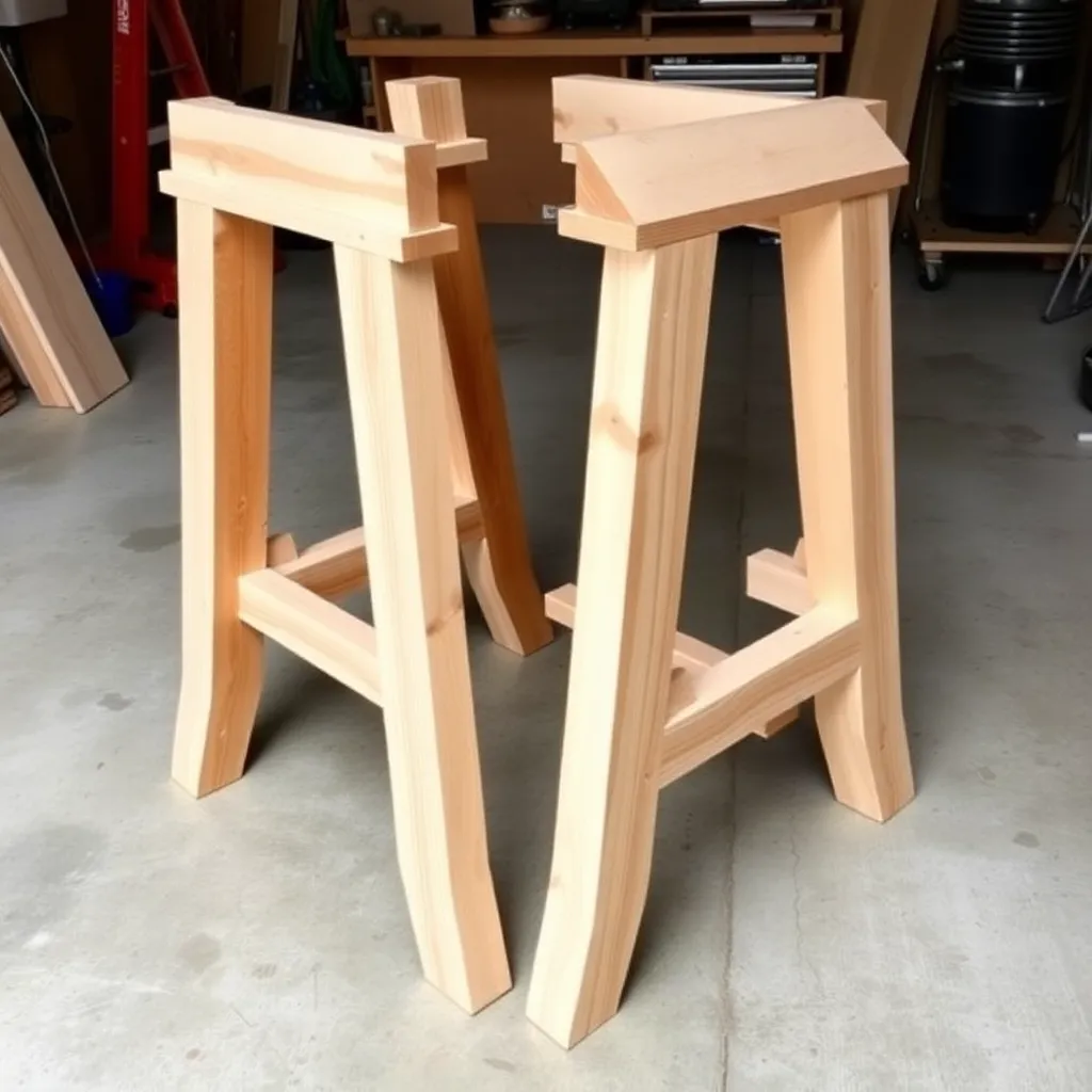 Building the two cedar side assemblies with V-shaped legs and seat support cleats for a foldable picnic table
