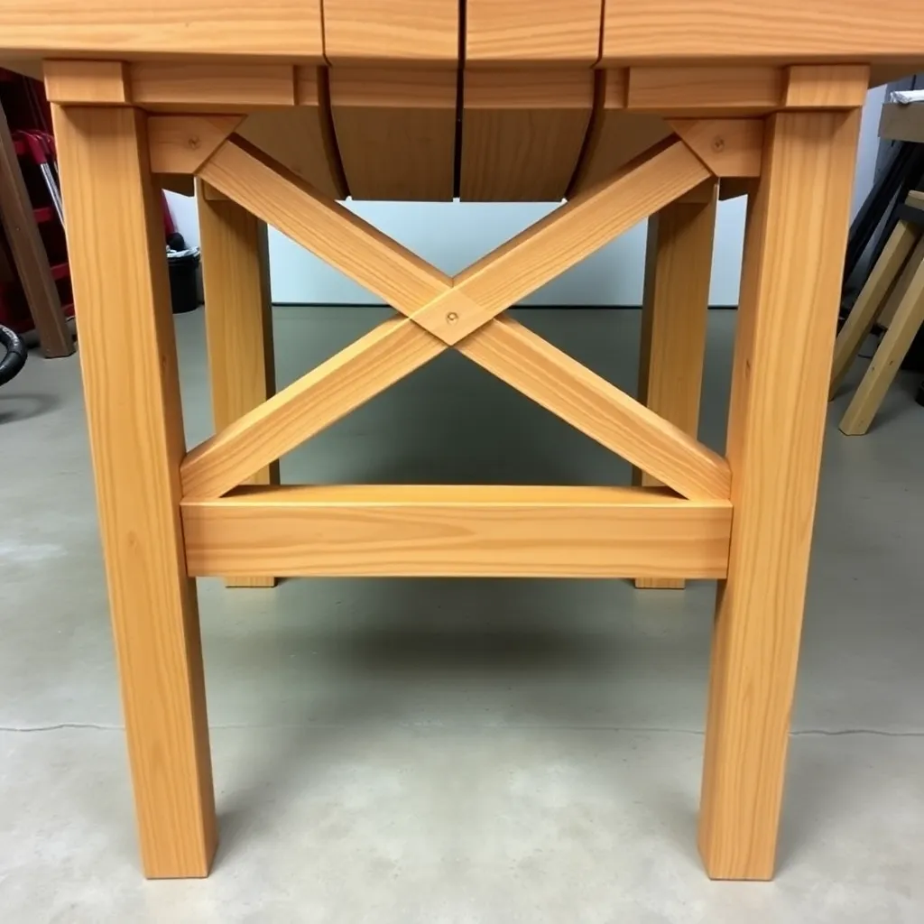 Two cedar Adirondack rear legs connected by stretchers in U-frame with pivot holes at tops
