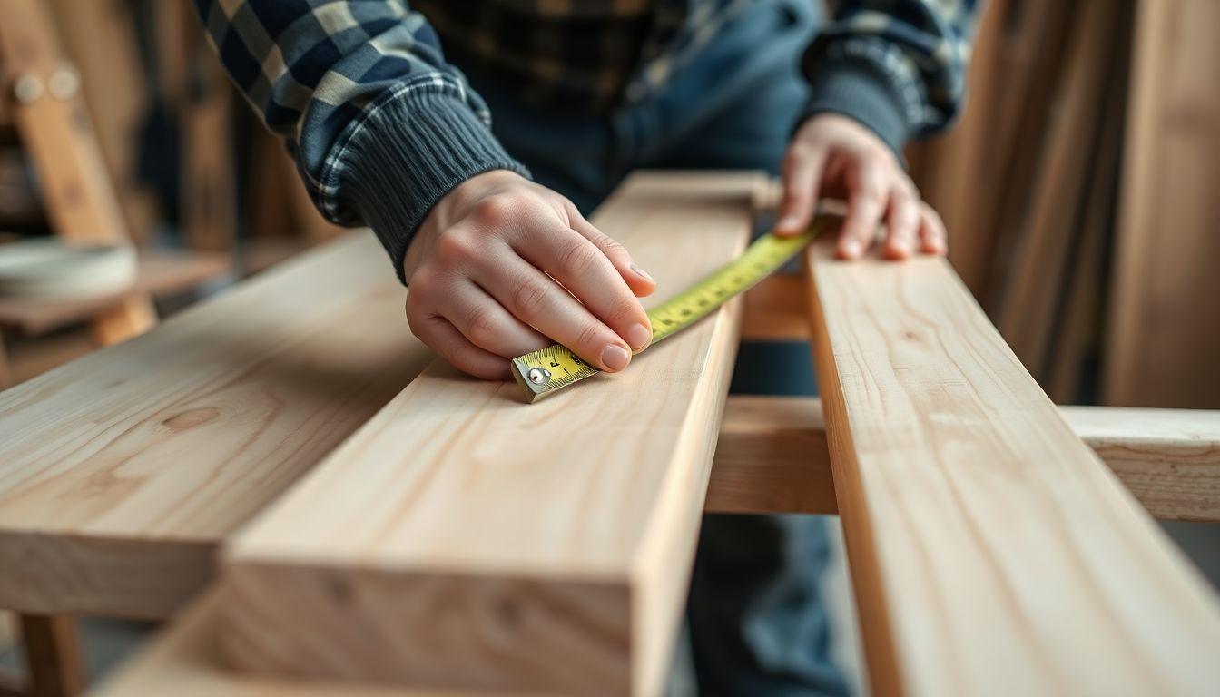 Reading a measuring tape on a board