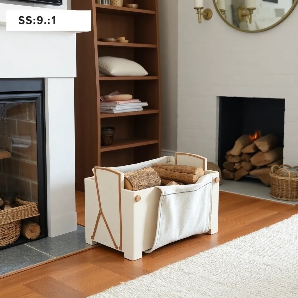 Scandinavian birch log holder with canvas sling beside fireplace - Step 1: Choose the Right Indoor Holder