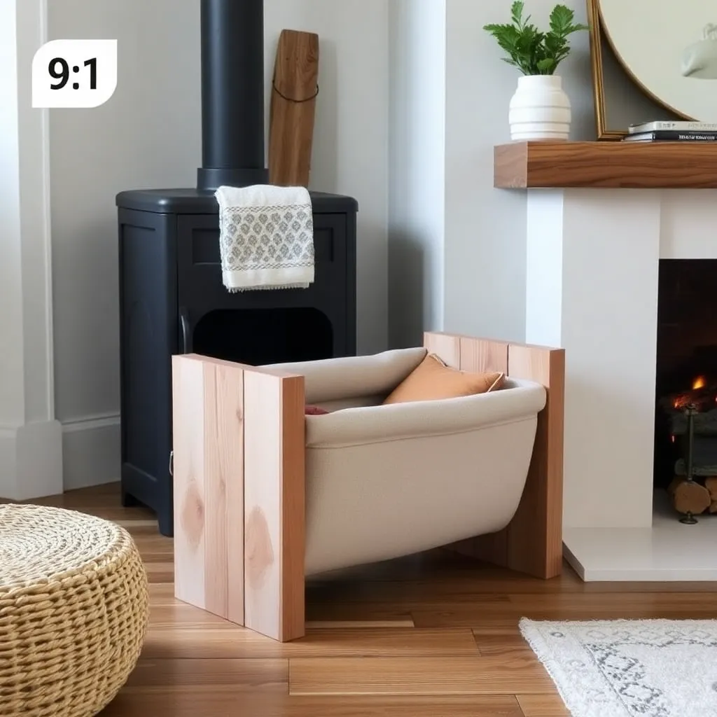 Scandinavian birch log holder with canvas sling beside fireplace - Step 3: Build the Steel-and-Walnut Modern Rack