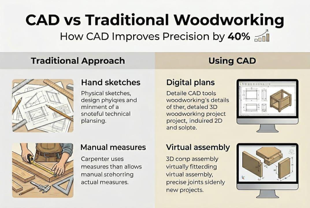 infographic comparing cad and traditional woodworking