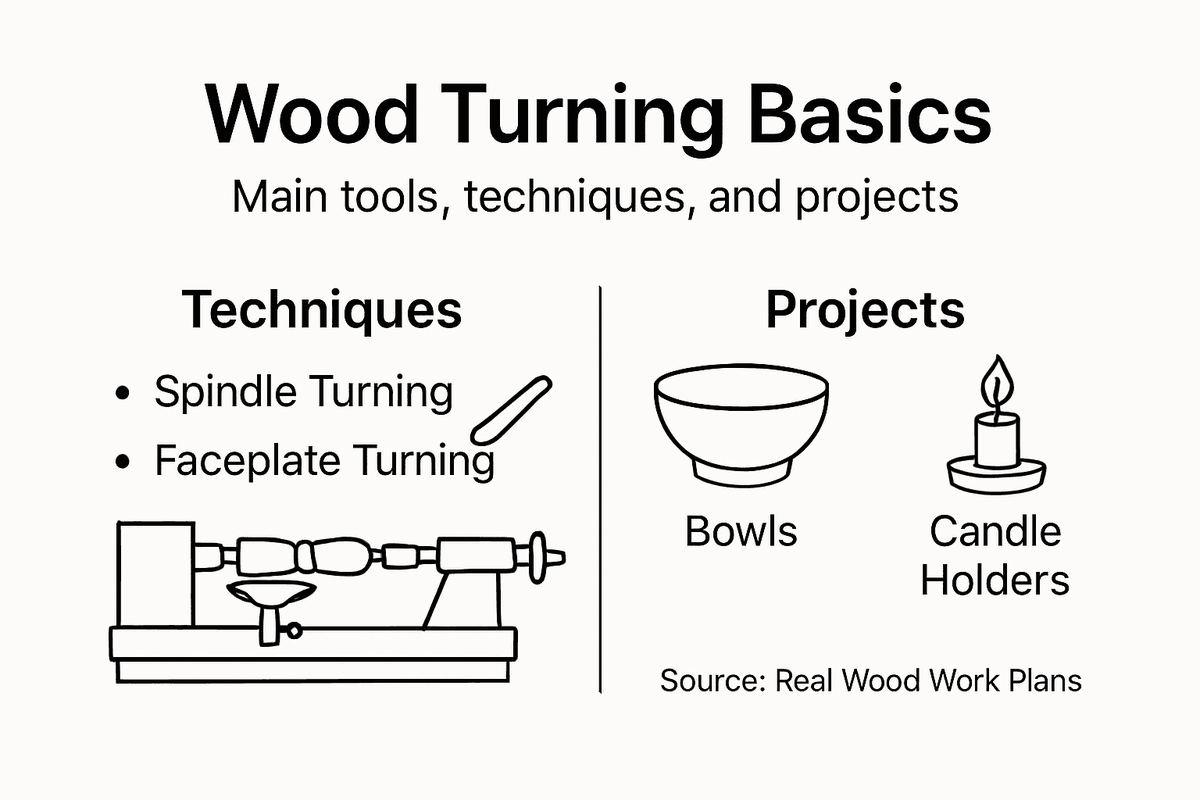 infographic of wood turning basics techniques and