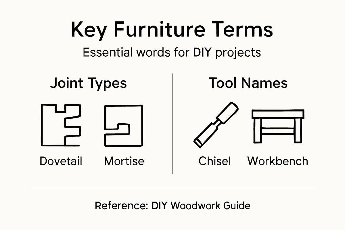 infographic showing common furniture making terms