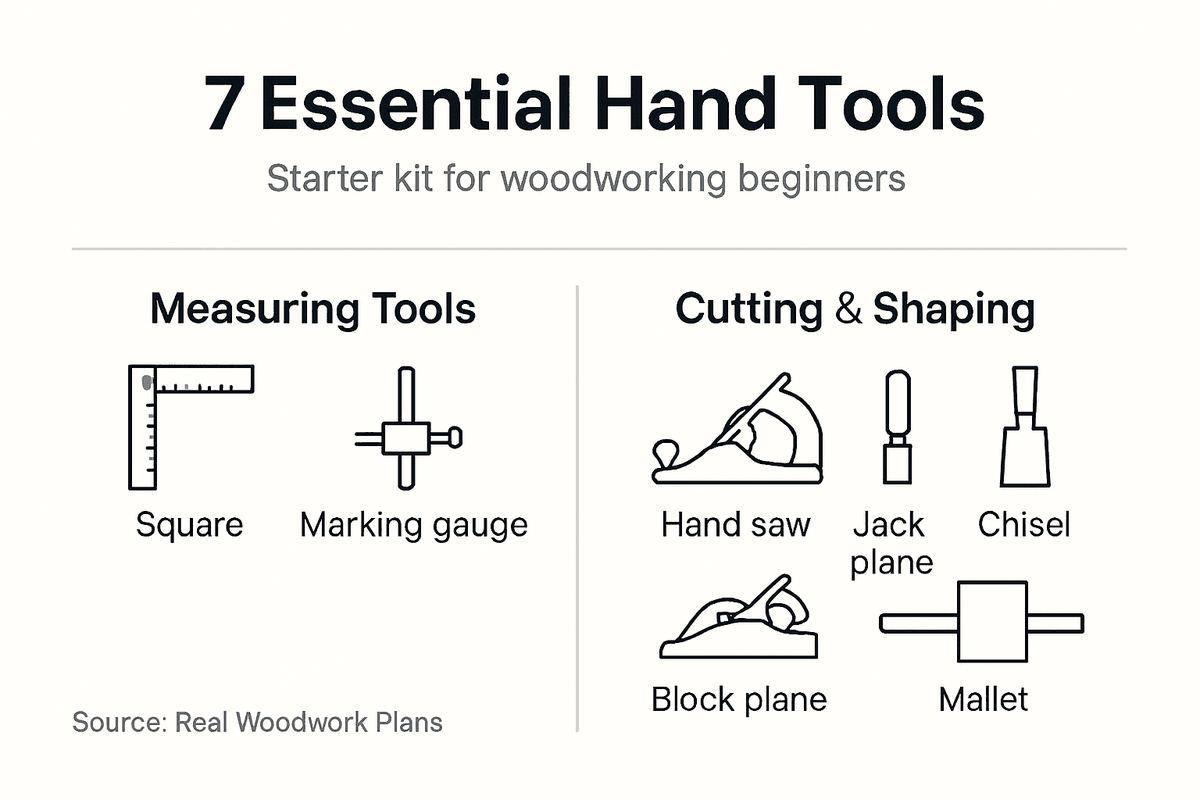infographic showing seven hand tool essentials