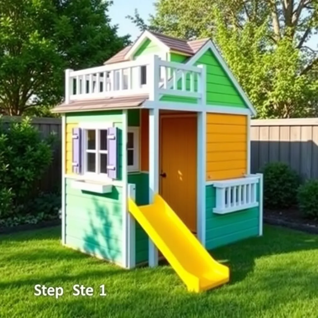 Colorful kids playhouse with loft and slide in backyard - Step 1: Design the Loft Layout