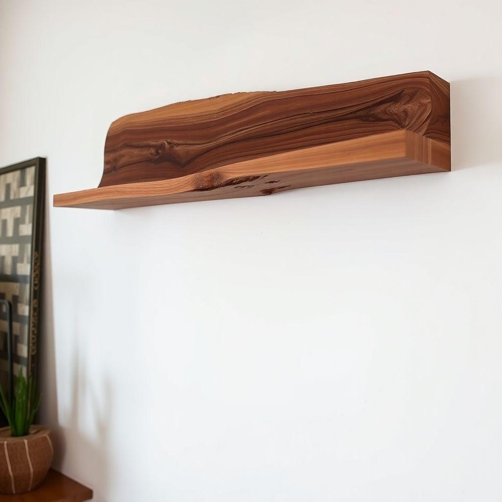 DIY floating live edge walnut shelf woodworking trend 2026