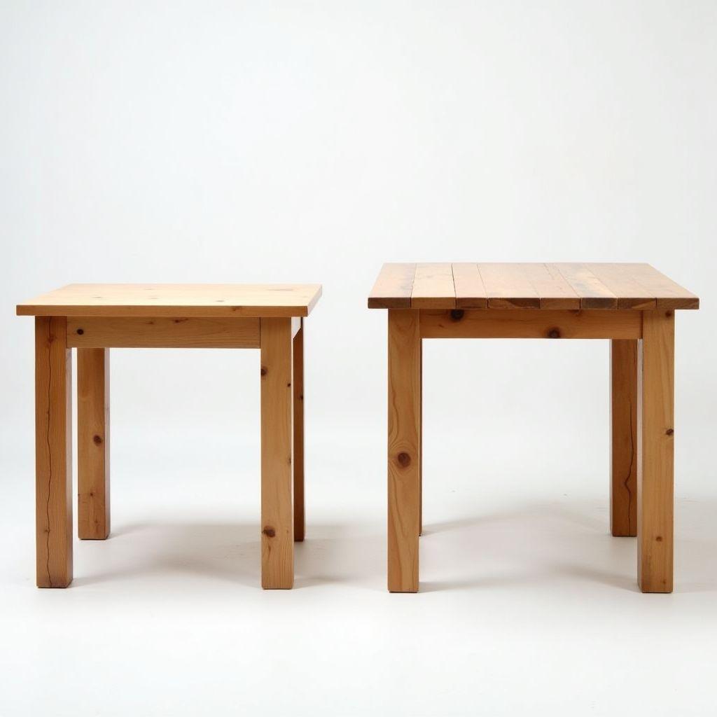 Size comparison of 6-person and 8-person farmhouse dining tables