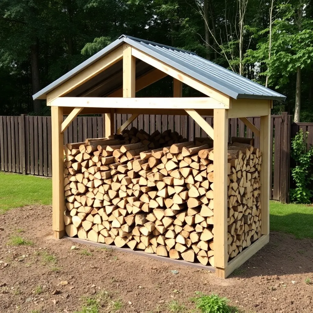 DIY 16-foot covered outdoor firewood rack with metal roof - Step 3: Stack Wood for Maximum Drying
