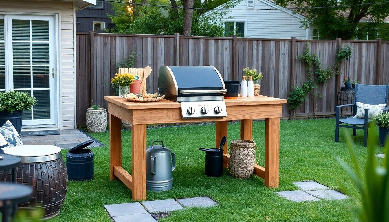 DIY outdoor grill station table