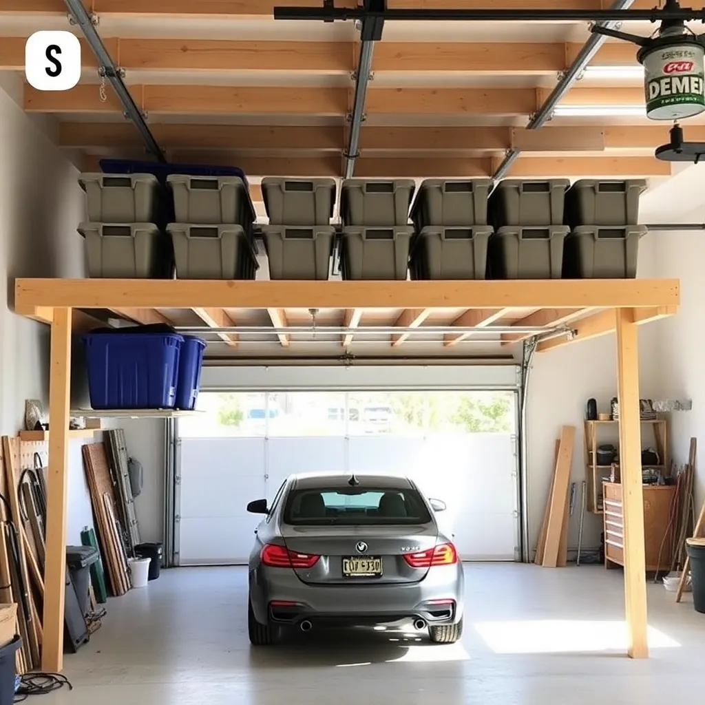 DIY overhead garage storage ceiling platform with storage bins - Step 4: Build the Pulley Lift System