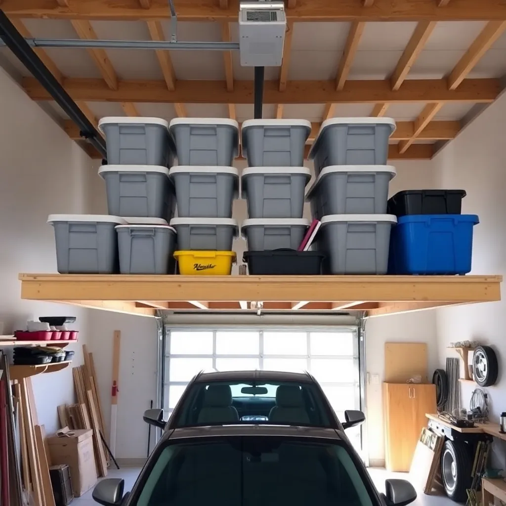 DIY overhead garage storage ceiling platform with storage bins - Step 5: Safety and Load Limits