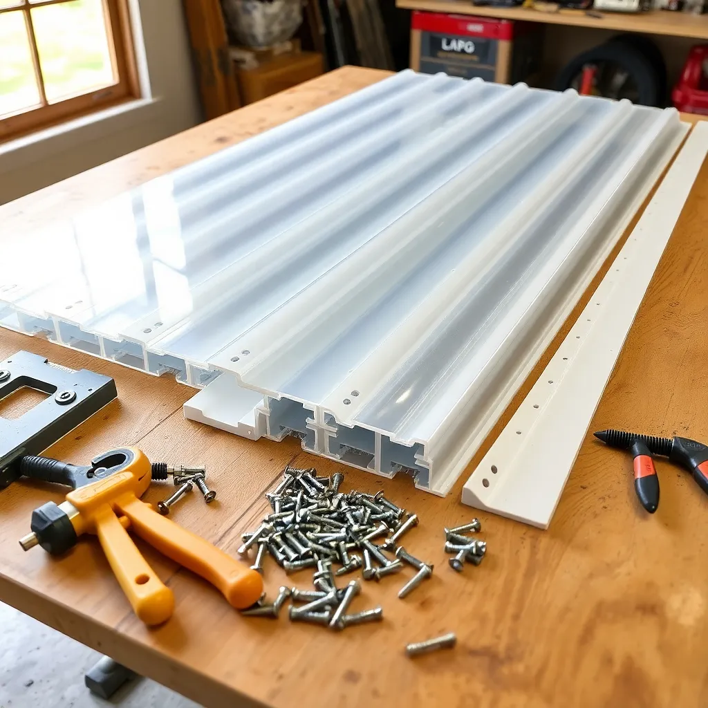 Polycarbonate panels and aluminum channel materials for DIY pergola shade cover installation
