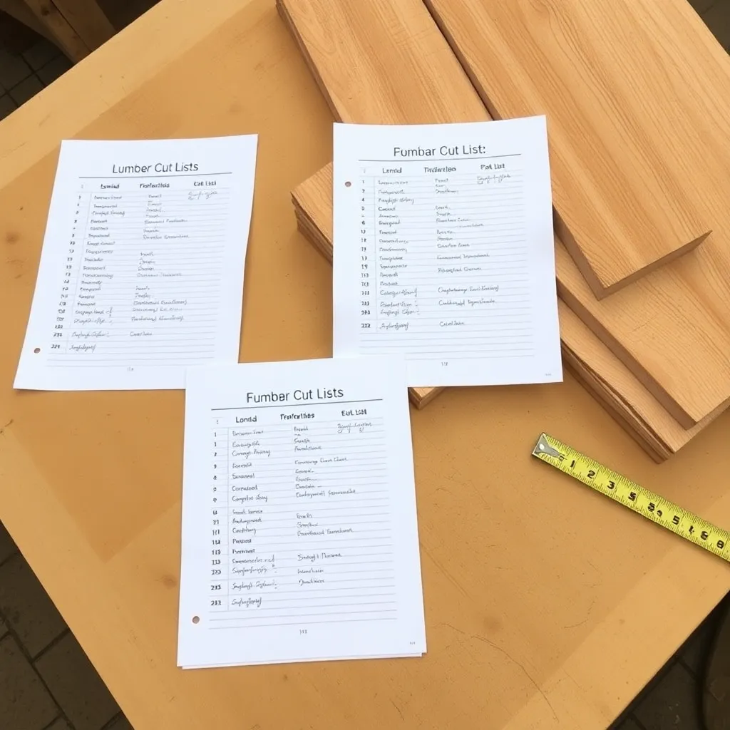 Cut lists and lumber laid out for three DIY plant stand styles