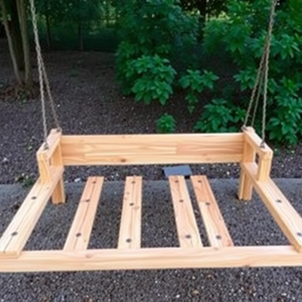 Optional low cedar side rails being added to porch swing bed platform for cushion retention