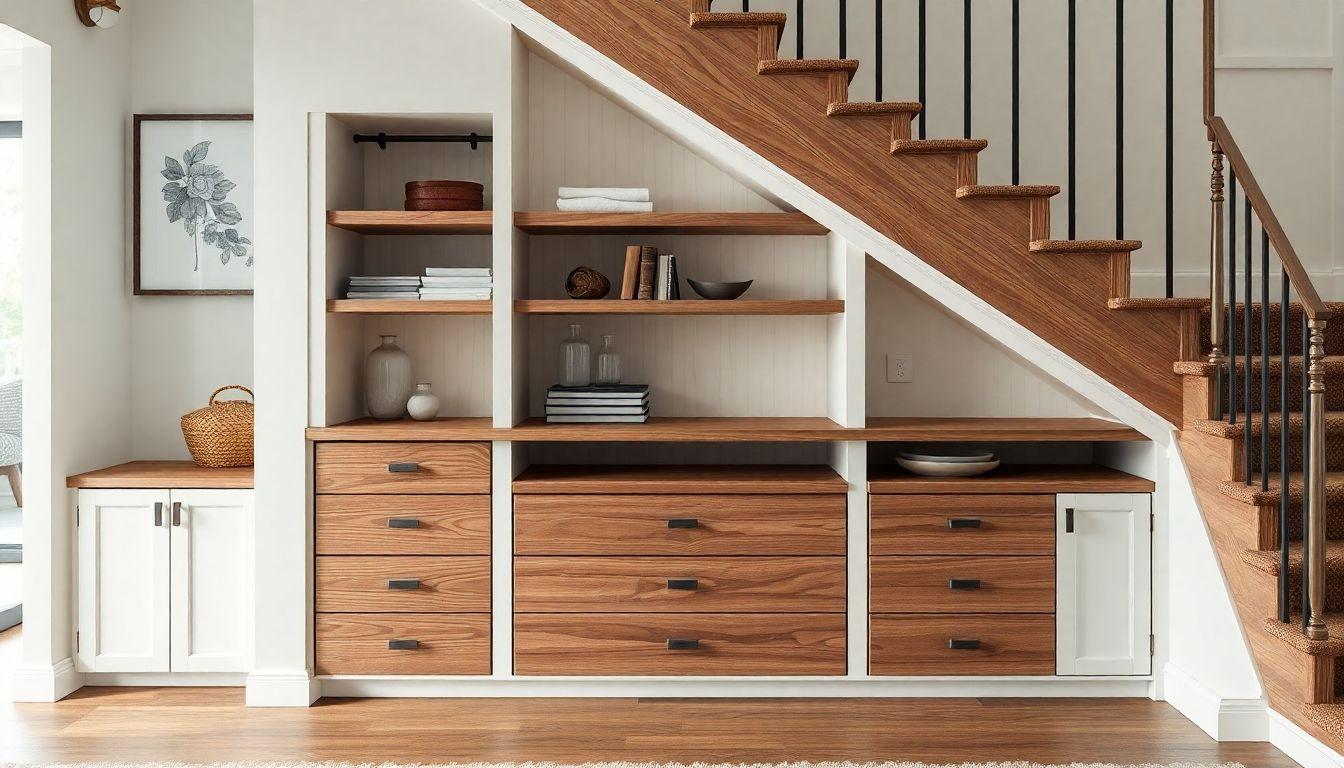 Built-in under-stair storage drawers