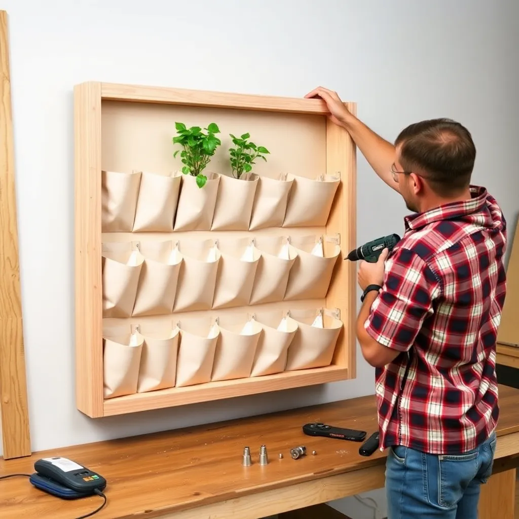 Building a wall-mounted cedar pocket frame vertical planter on a workbench