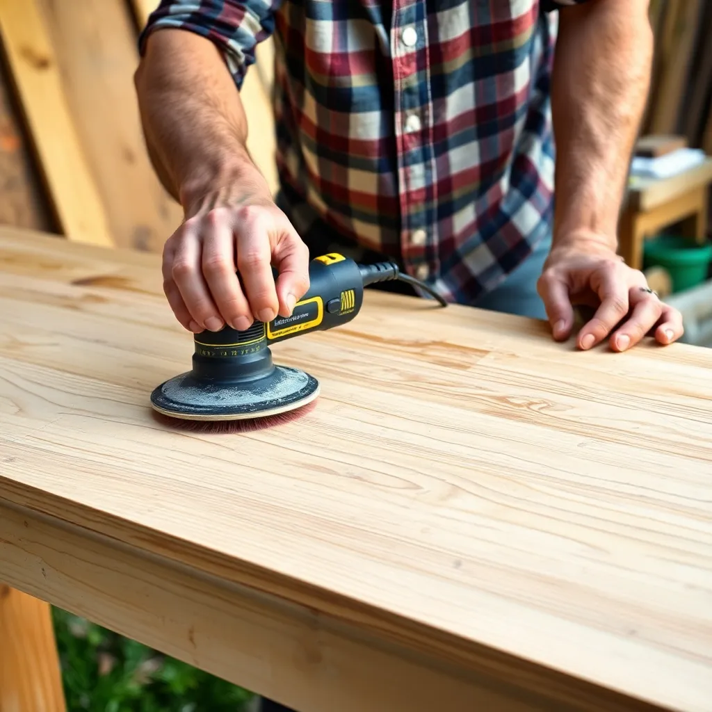 Sanding outdoor wood furniture through the grits for a smooth finish