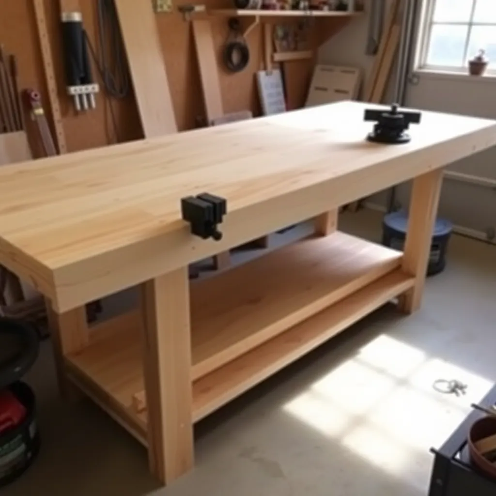 DIY 8-foot garage workbench with face vise and lower shelf - Step 4: Build the Work Surface
